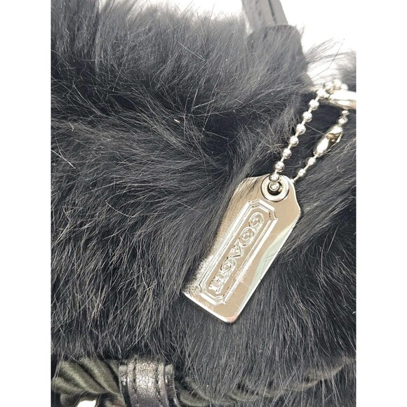 Coach Limited Edition Black Rabbit Fur Satin Swarovski Evening Bag 3580 READ - Picture 4 of 12